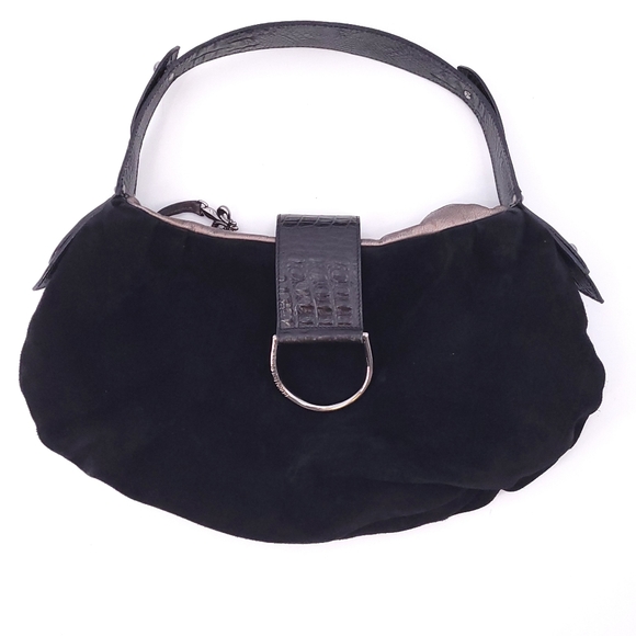 Donald J Pliner Black Suede Leather Hobo - Picture 1 of 11